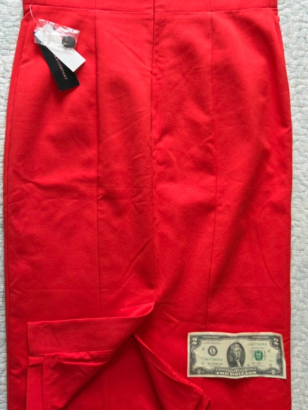 NY&Co High Waist Cross Front Midi Pencil Skirt with Accent Buttons - Picture 6 of 7